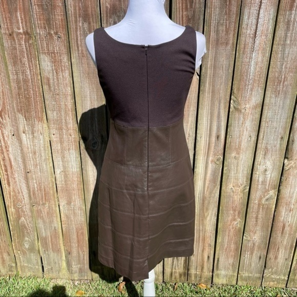 TERI JON SPORTSWEAR Brown Mixed Media Sleeveless Dress 6 - Picture 6 of 15